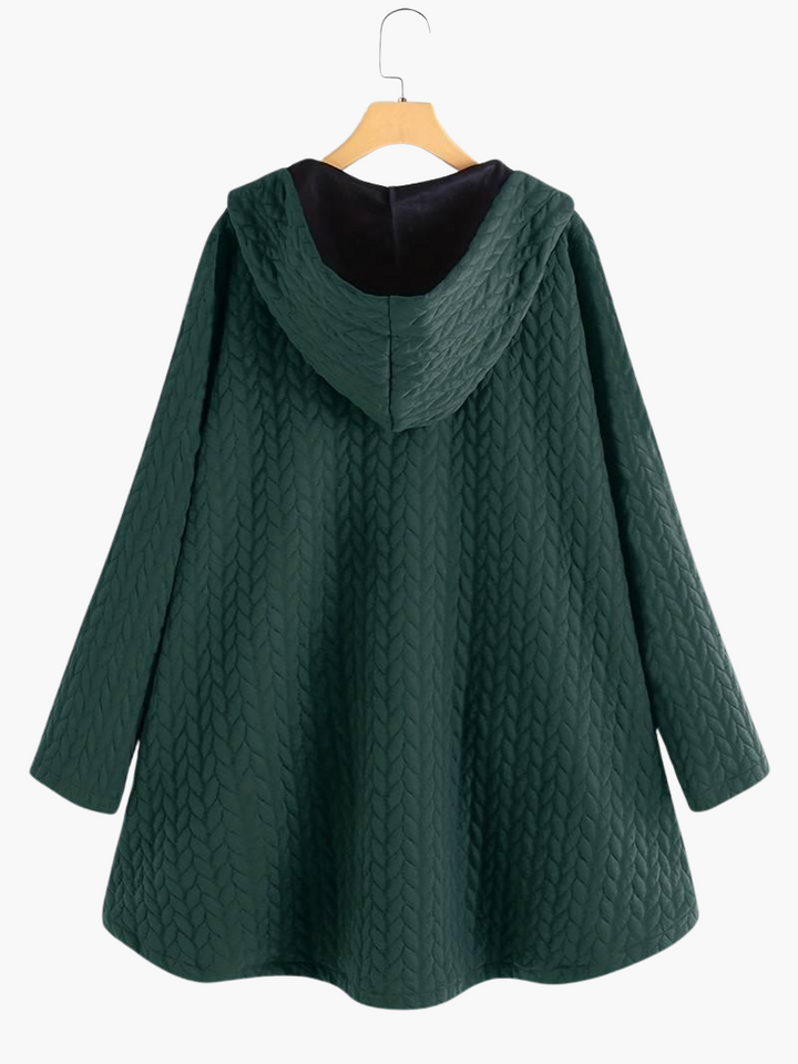 Women’s Hooded Winter Coat with Button-Up Front and Long Length