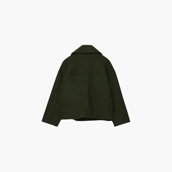 Women’s cropped jacket with double-breasted front and wide lapels