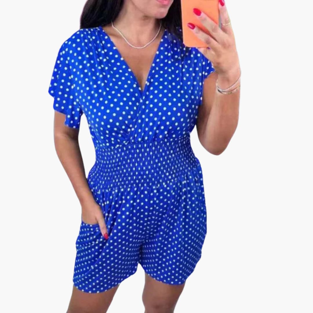 Women’s V-Neck Romper with Side Pockets