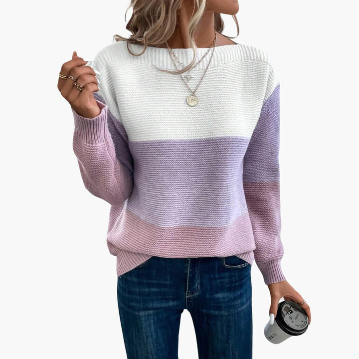 Women’s Ombre Knit Sweater with Long Sleeves and Pullover Style