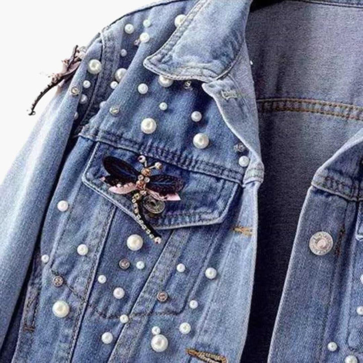 Women’s Embellished Jacket with Fitted Cut and Long Sleeves
