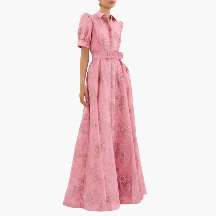 Women’s Maxi Dress with Puff Sleeves and Floral Print