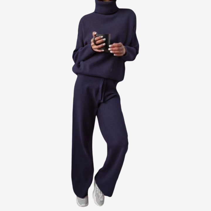Women’s Two-Piece Turtleneck Top and Wide-Leg Pants Set