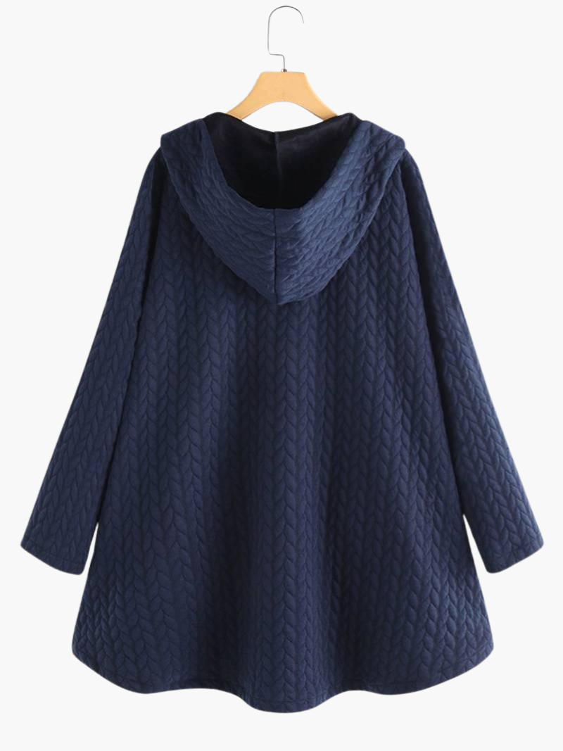 Women’s Hooded Winter Coat with Button-Up Front and Long Length