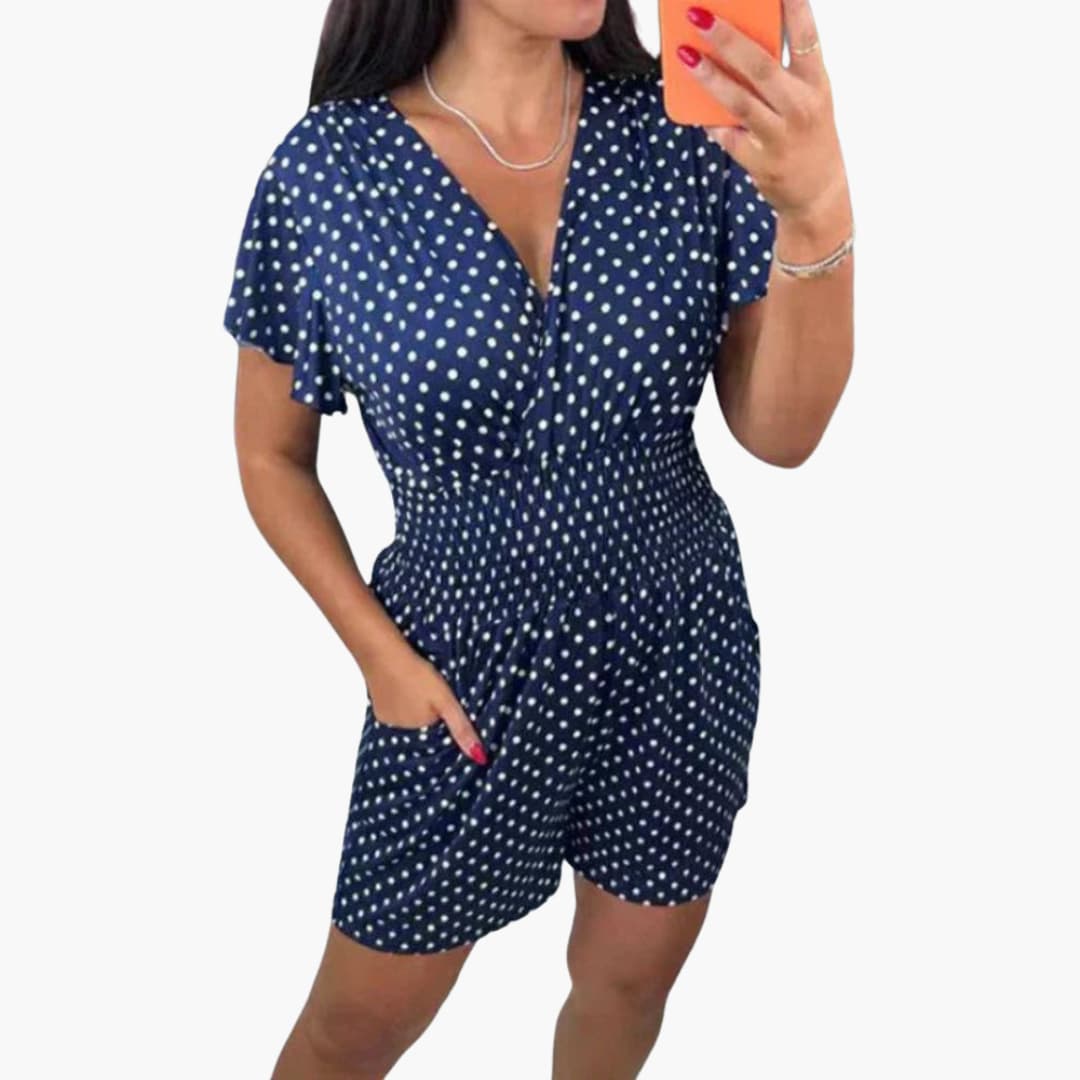Women’s V-Neck Romper with Side Pockets