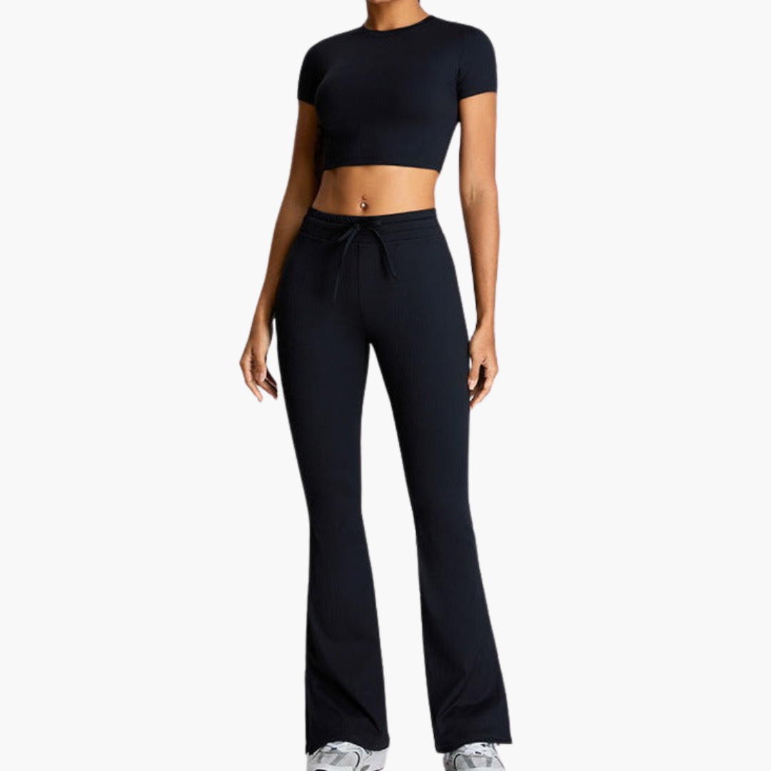 Women’s Activewear Co Ord Set with Sports Bra and Flared Pants