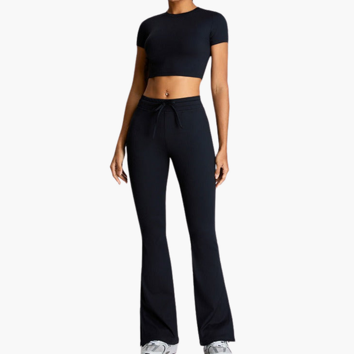 Women’s Activewear Co Ord Set with Sports Bra and Flared Pants