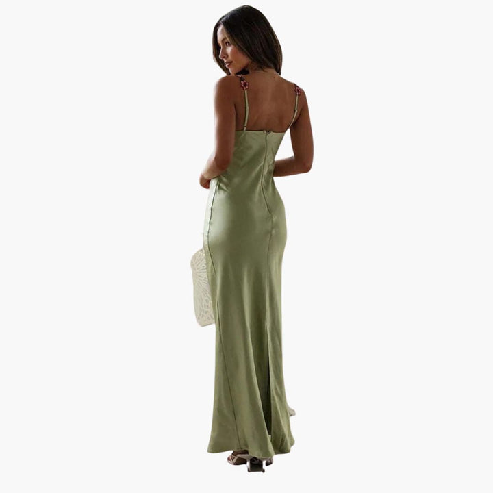 Women’s Embroidered Sleeveless Dress with Spaghetti Straps