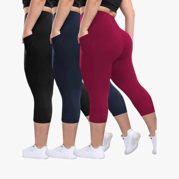 Women’s Capri Leggings with High-Waisted Design and Side Pockets