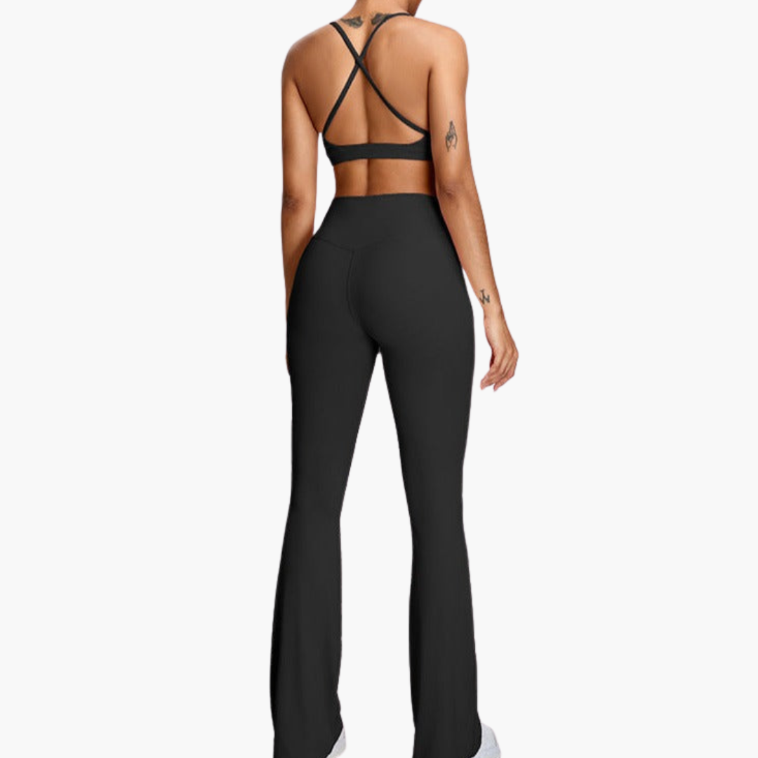 Women’s Activewear Co Ord Set with Sports Bra and Flared Pants