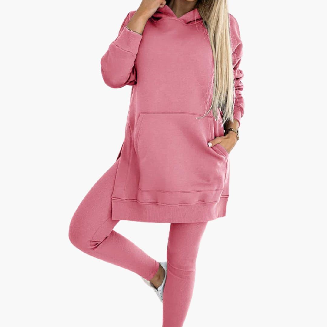 Women’s Two-Piece Hoodie and Leggings Set with Fitted Leggings