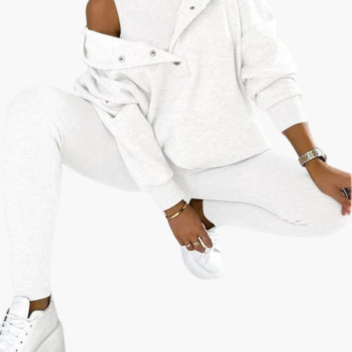 Women’s Three-Piece Lounge Set with Vest Long Sleeve Top and Pants