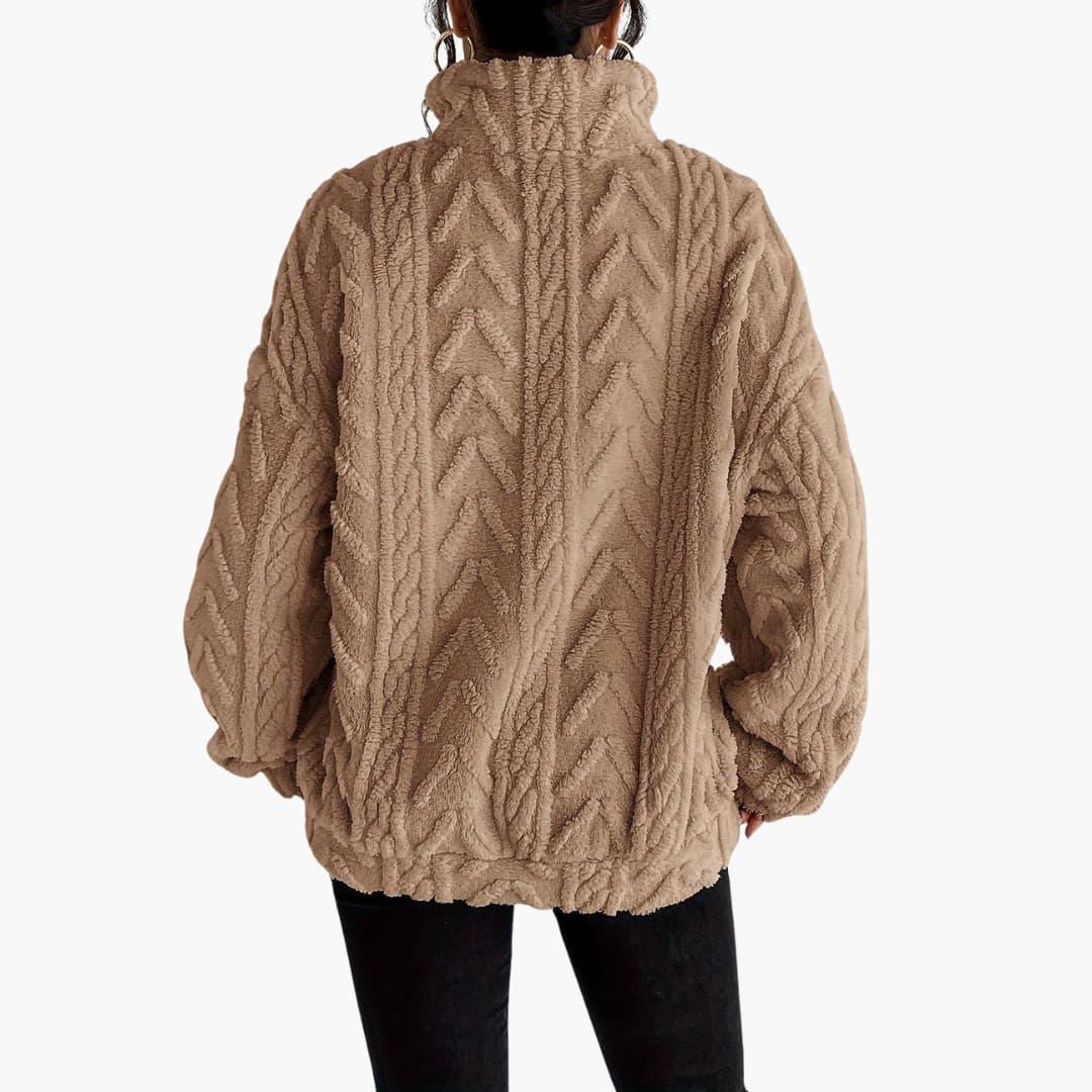 Cable Knit Half-Zip Fleece Sweatshirt - Cosy Fit for Women -  Made By Riley