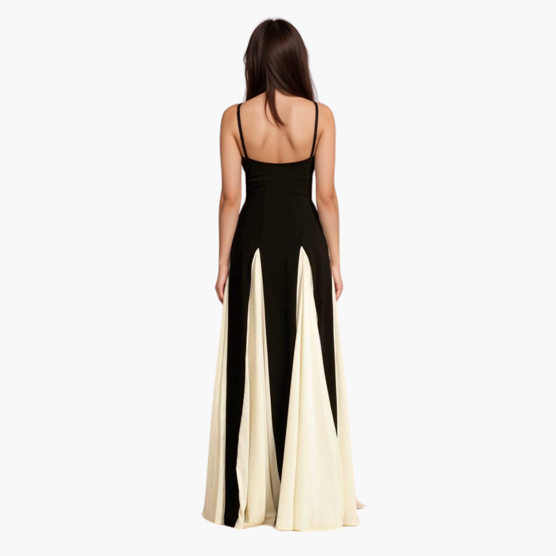 Women’s Maxi Dress with Sweetheart Neck and Colourblock