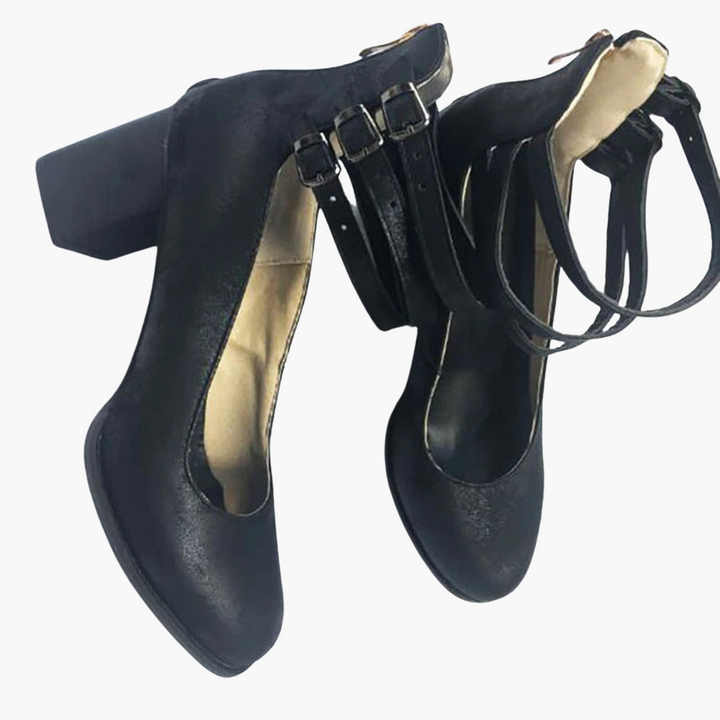 Women’s Ankle Boots with Chunky Heel and Buckle Detail