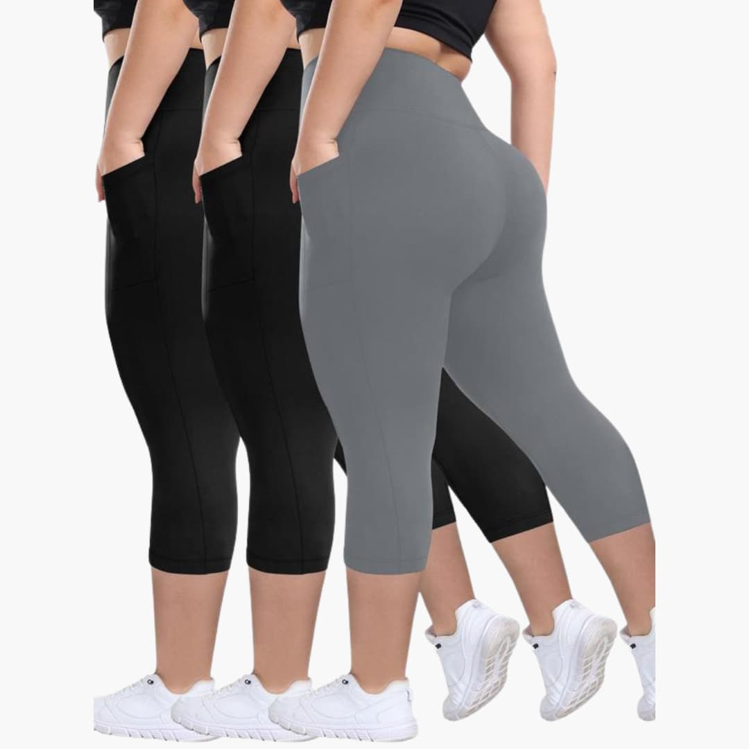 Women’s Capri Leggings with High-Waisted Design and Side Pockets