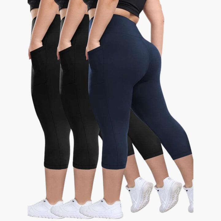 Women’s Capri Leggings with High-Waisted Design and Side Pockets