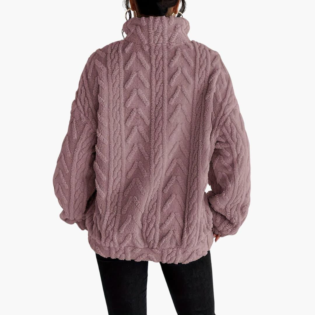 Cable Knit Half-Zip Fleece Sweatshirt - Cosy Fit for Women -  Made By Riley