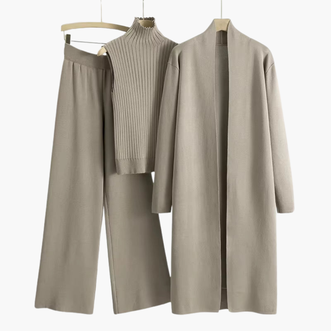 Women’s Knit Three-Piece Set with Cardigan