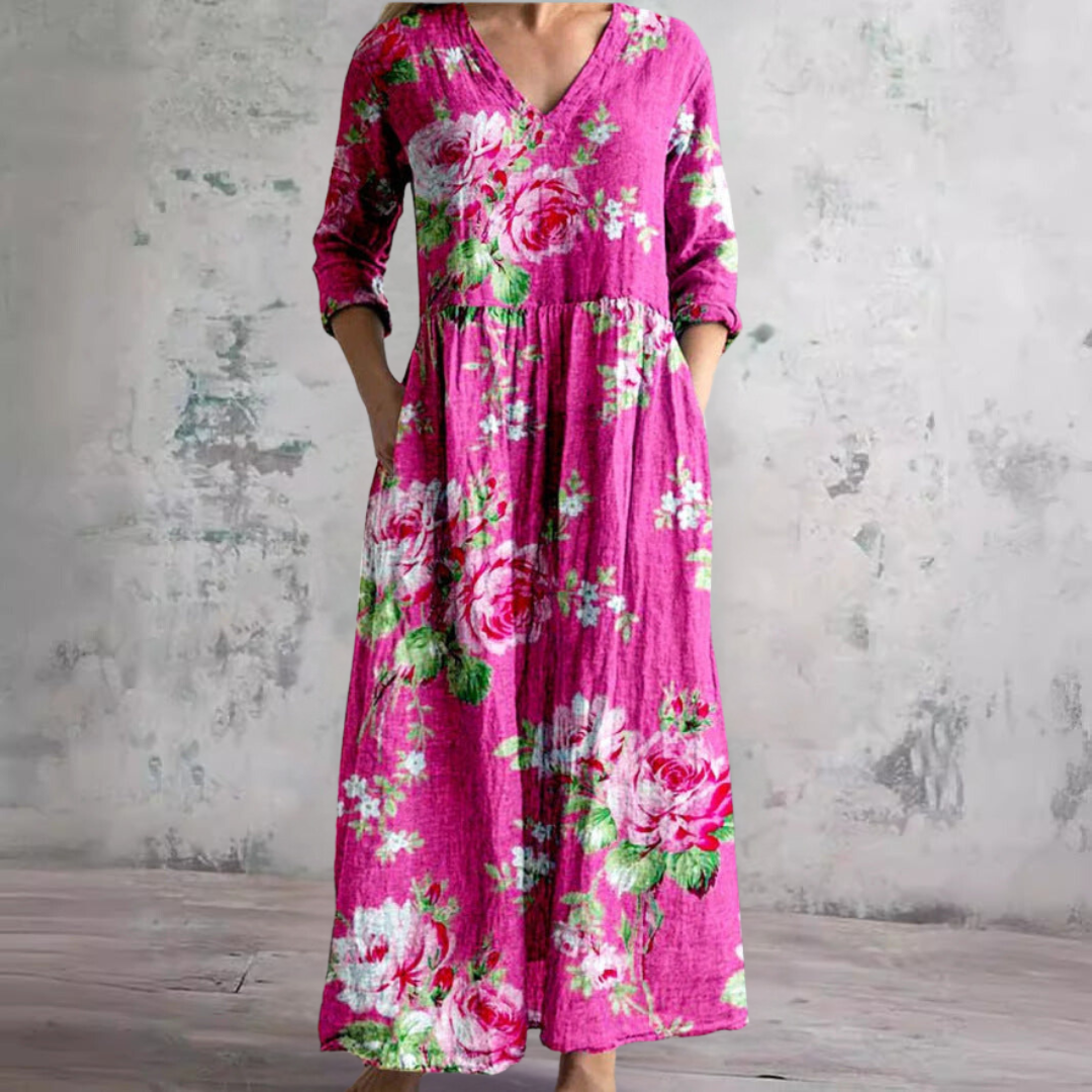 Floral V-Neck Summer Dress Women – Lightweight Day Dress