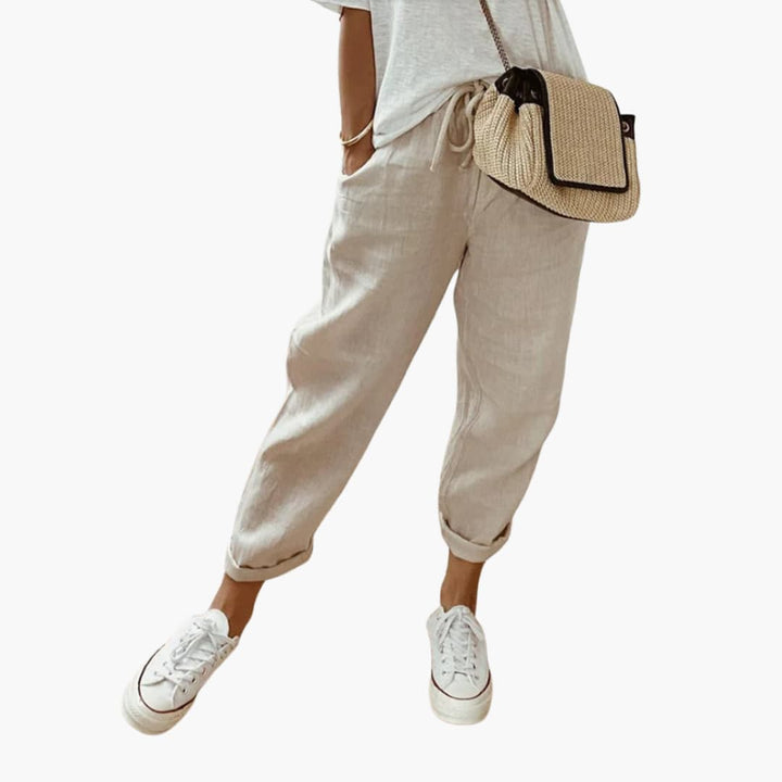 Women’s summer Pants with drawstring waist and cuffed hems