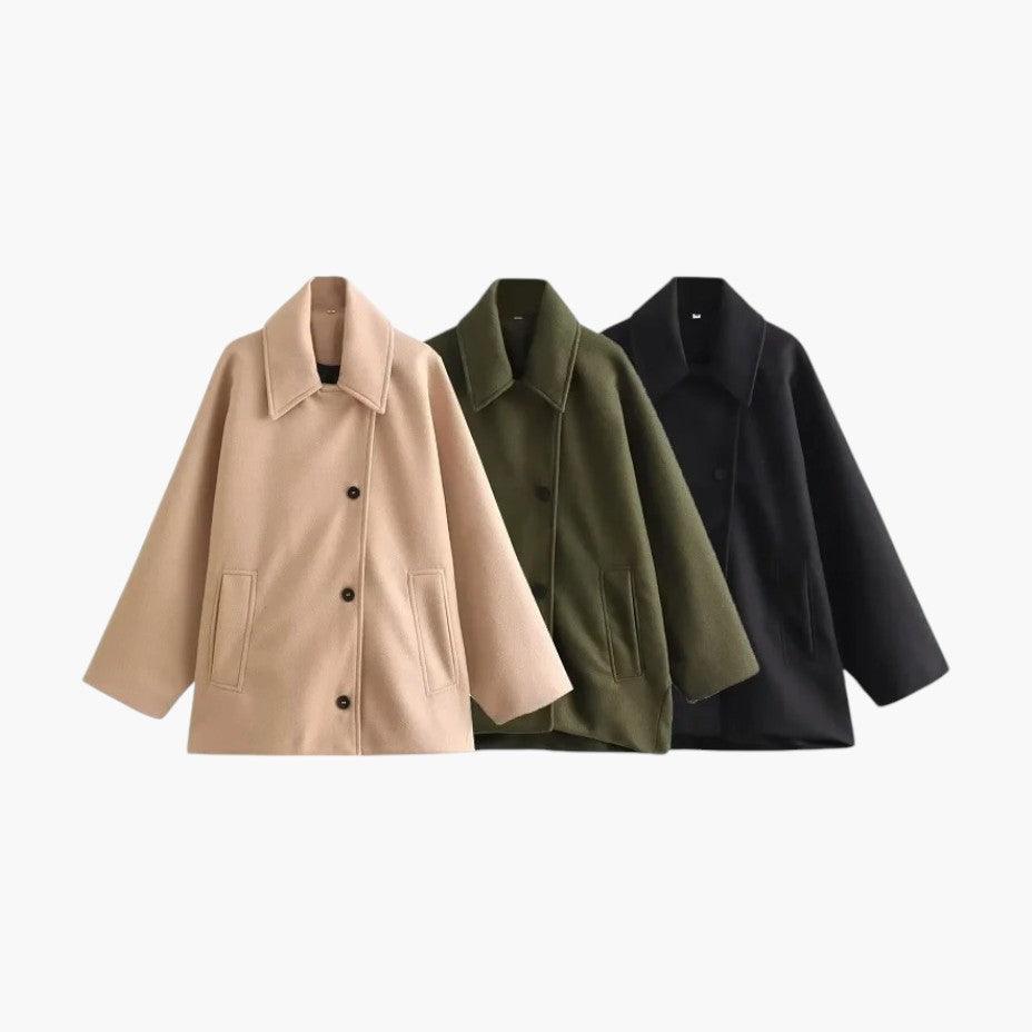 Women’s Winter Coat with Button Fastening and Shaped Silhouette